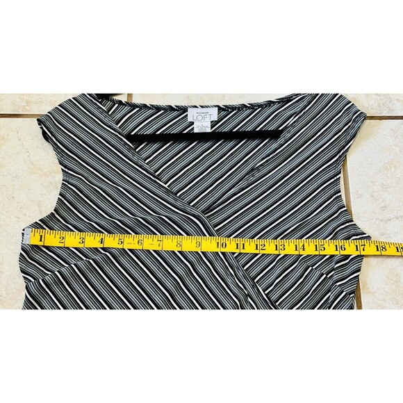 Ann Taylor Loft Women Size L Sleeveless Side Tie Striped Blouse Career Feminine - Picture 7 of 10